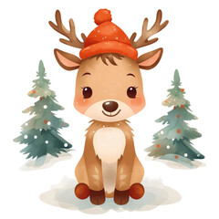 reindeer with christmas tree