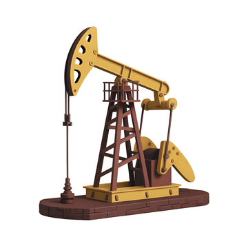Stylized Yellow And Brown Oil Pump Jack On A Base oil rig drilling rig