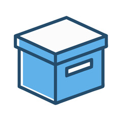 Illustration of a blue storage box on black background