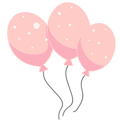 Three pink polka dot balloons tied together, adding playful charm to birthday, wedding, or romantic celebration designs.  © Wisnu