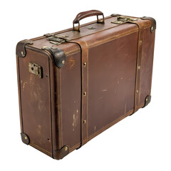 Vintage Brown Leather Suitcase: Travel Luggage Photography
