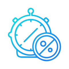 Minimalist timer icon with no discounts, flat design style