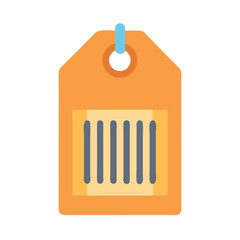 Stylized product tag with barcode over dark background illustration