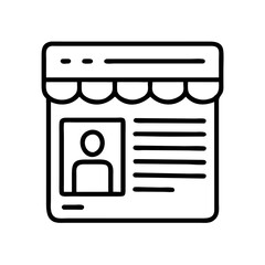 Online store front view icon in white outline