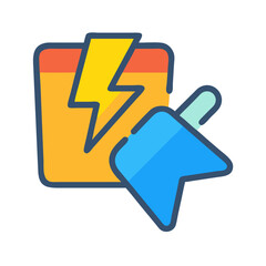 Stylized electrical icon with pointer on black background