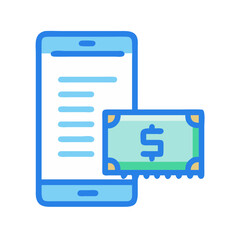 Mobile payment application transferring money icon illustration concept