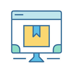 Online Delivery Package on Computer Monitor Concept Illustration