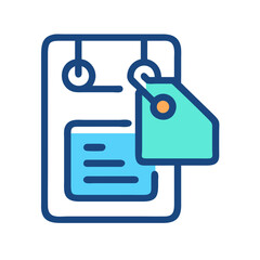 Iconic illustration of document and tag, modern flat design