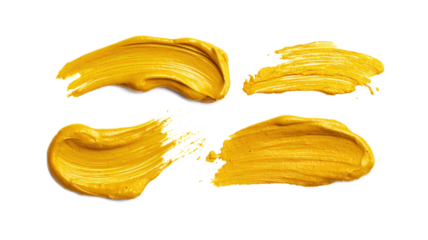 A collection of Dijon mustard smears isolated on a white background