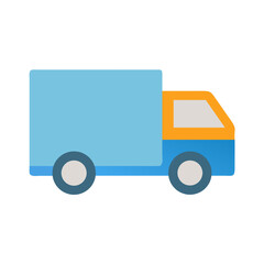 Simple graphic illustration of a delivery truck on black