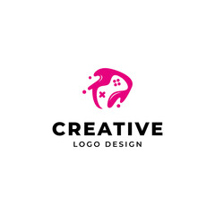 game logo with play media in flat vector design style