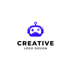 gaming robot logo in modern flat vector design style