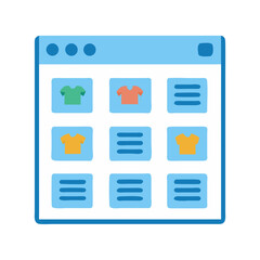 Online clothing store interface showing shirt product listings