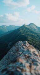 Mountain peak summit, hazy view