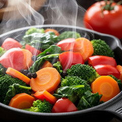 Fresh, colorful vegetables and fruits isolated on a white background for a healthy food diet
