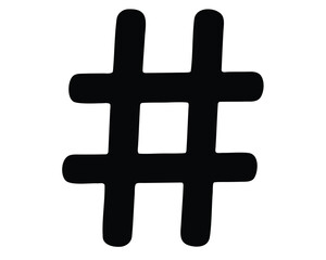 Fototapeta premium Hand drawn black hashtag or number symbol on a white background