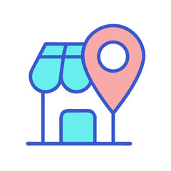 Store location icon with a modern flat design style
