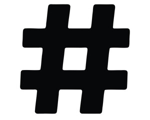 Fototapeta premium A bold black hashtag symbol against a plain white background graphic