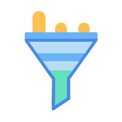 Blue funnel graphic icon symbol on black background