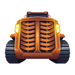 Heavy Construction Vehicle with Powerful Grille and Bright Headlights, Ready for Work