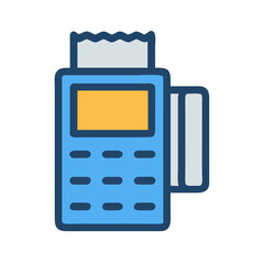 Stylized point of sale terminal with credit card icon