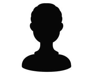 Black silhouette of a person with a classic hairstyle and neckwear