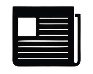 A simplistic black and white illustration of a newspaper publication