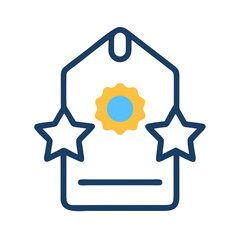 Stylized gift tag icon with star embellishments vector design