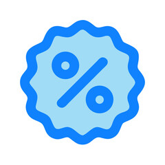 Discount Percentage Sign in Blue Round Emblem Icon
