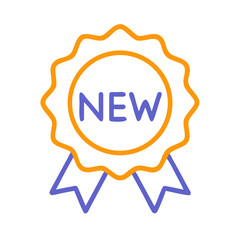 Vibrant neon new badge vector illustration on black backdrop