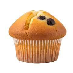 Freshly Baked Blueberry Muffin in White Paper Cup on Transparent Background