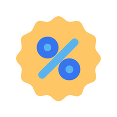 Flat style discount percentage symbol on a yellow badge