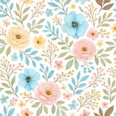 Seamless vintage pink floral pattern vector illustration with spring blossom texture for textile design or wallpaper backdrop
