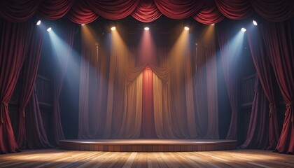 “Circus Stage Frame Background – Colorful Carnival Banner with Lights and Vintage Theater Design”