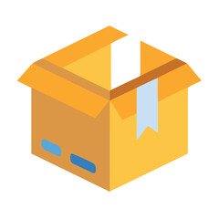 Isometric carton package illustration with a product detail sticking out