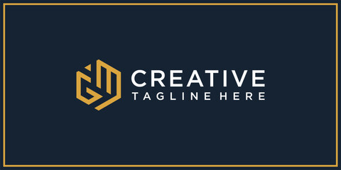 GM or GF Hexagon Logo Design Inspiration