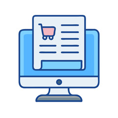 Online shopping order on computer screen graphic illustration