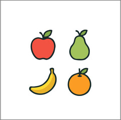 A vibrant collection of fresh, ripe fruits and vegetables including apple, orange, banana, strawberry, pear, and lemon on a white background