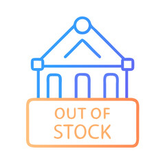 Out of stock retail store icon with gradient colors