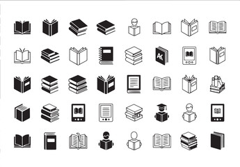 Set of book icons simple line vector design perfect for education library and reading related projects