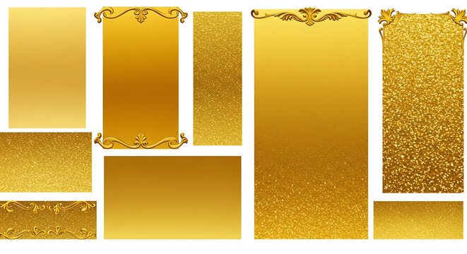 Golden backgrounds with decorative frames for luxury design projects
