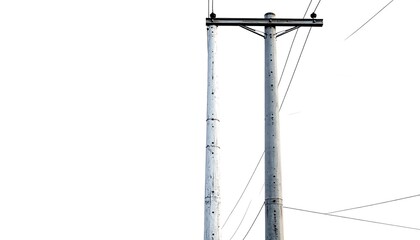 Gray utility pole with wires (1)
