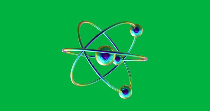 Animation of spinning atom icon over transparent background