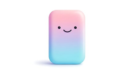Cute Smiling Figure with Pink and Blue Gradient on White Background