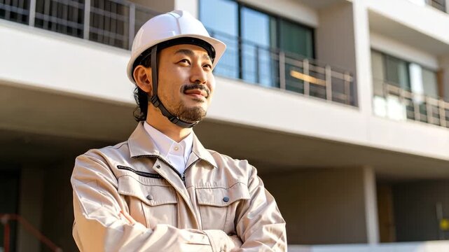 建築会社で働く日本人男性