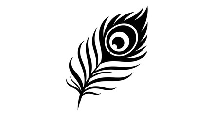 Stylized Feather Design with Eye Mark Isolated on White