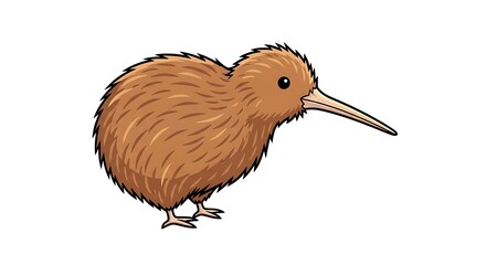 Illustration of a Flightless Bird with Long Beak on White Background