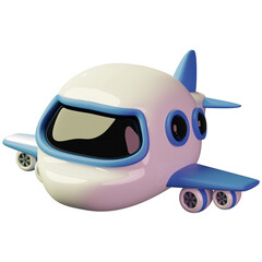 Cartoon Airplane Illustration with Blue Accents on Transparent Background for Aviation Concepts and Designs