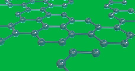 Animation of network of green molecules over transparent background