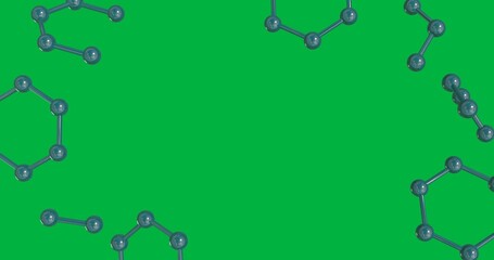 Animation of network of green molecules over transparent background